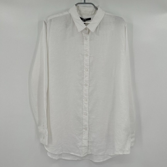 Quince White Linen Long Sleeve Shirt sz M Women's Button Front Blouse NWOT - Picture 2 of 4